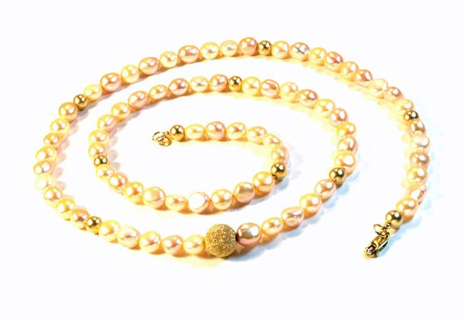 Necklace with Natural Pearls And 14K Gold-Filled Beads