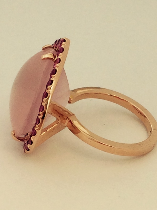 Rose Quartz and Pink Sapphire Ring
