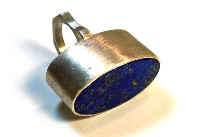Handmade Sterling Silver Ring with Royal Blue Lapis Stone