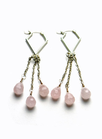 Rose Quartz and Sterling Silver Earrings