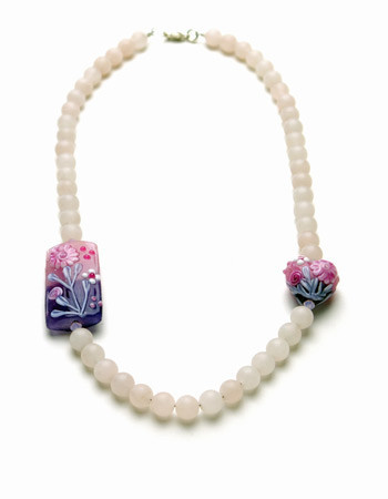 Frosted rose quartz necklace