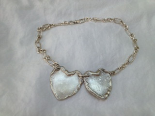 Silver Necklace with Silver Hearts